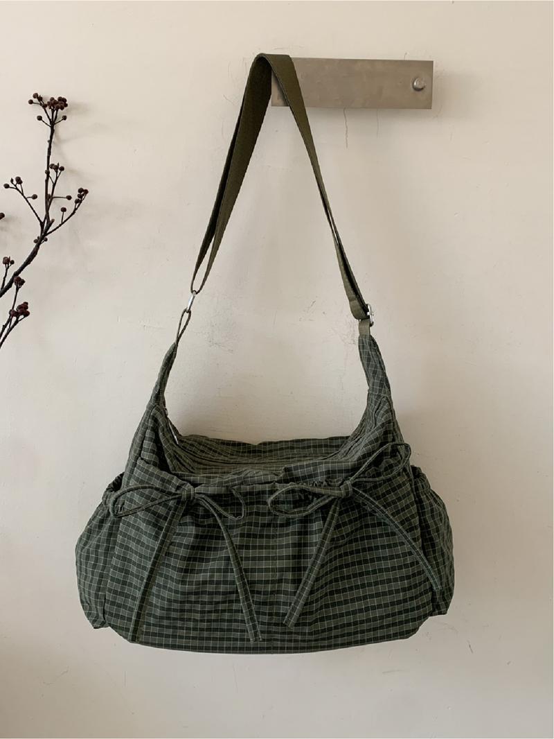 Casual versatile checkered striped pattern women's shoulder bag, large capacity, portable crossbody bag, adjustable shoulder strap, Crossbody Tote Bag