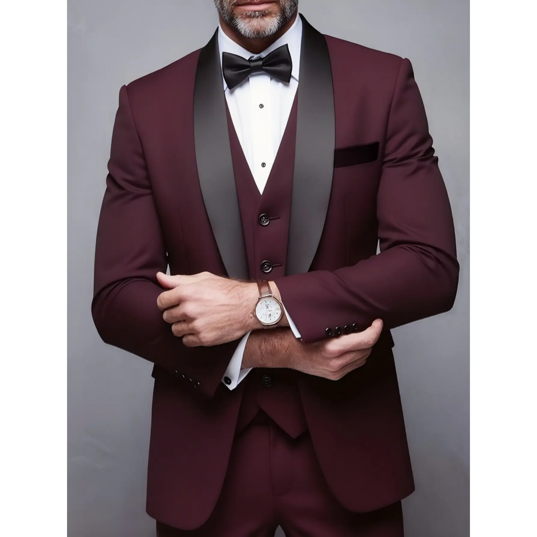 Men's Wedding Groom Suit 3-Piece Set, Elegant Shawl Lapel Jacket, Waistcoat and Pants