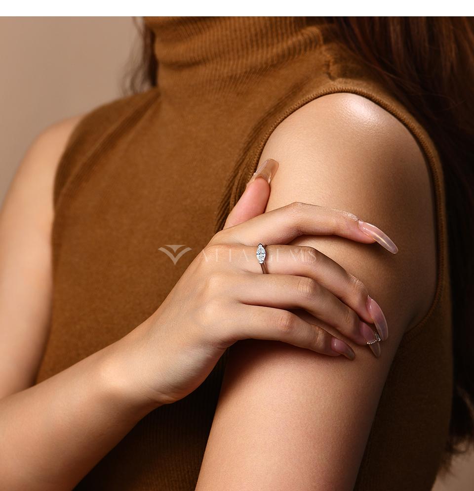 1CT Marquise Shape Synthetic Moissanite Ring 925 Sterling Silver Rings Daily Wear Birthday Present Fine Jewelry R135 SpringStatements