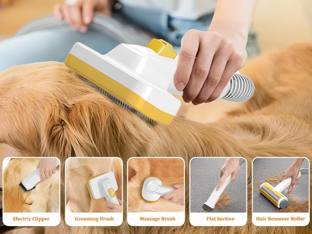 PUPPYOO 5-in-1 Pet Grooming Kit with 13000Pa Vacuum for Dogs & Cats, 1.5L Dust Cup, 4m Cord, Whisper-Quiet Operation, Adjustable Guard Combs, Hair Remover Roller PUPPYOO 5-in-1 Pet Grooming Kit with 13000Pa Vacuum for Dogs & Cats, 1.5L Dust Cup, 4m Cord, Whisper-Quiet Operation, Adjustable Guard Combs, Hair Remover Roller