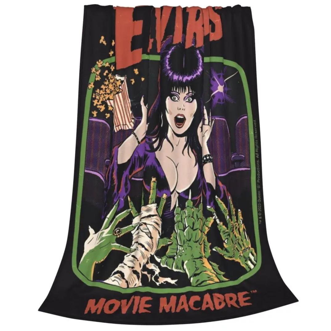 E-Elvira Mistress Of The Dark Movie Flannel Blanket Horror Comedy Soft Throw for Couch Bed Bedspread Sofa Cover – Kids Blanket & Adult Blanket Halloween Gift Spooky Home Decor