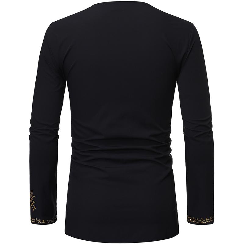 ZEROYAA Men's Africa Stand-up Collar Long Sleeve Dashiki Shiny Pattern Printed Dazzling Shirt Ethnic Elastic fathers day gift for boyfriend father's day shirts memeshirts funny shirts father's dad gifts black people