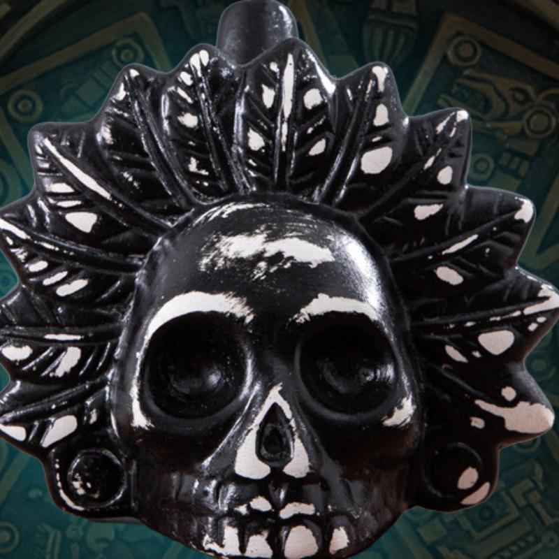 Aztec Death Whistle, Antique Style Ceramic Wind Instrument, Lacquered Finish, Aesthetic Design, Includes Carrying Bag, Music Gift