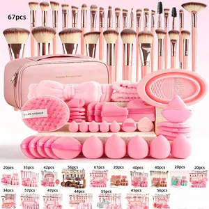 Makeup Brush Set with Sponge and Puff, Synthetic Makeup Brushes, Ultimate Beauty Tools Kit, Complete Cosmetic Brush Collection for Flawless Application, with Makeup Brush Organizer, Makeup Brush Full Set, Makeup Brushes Kits
