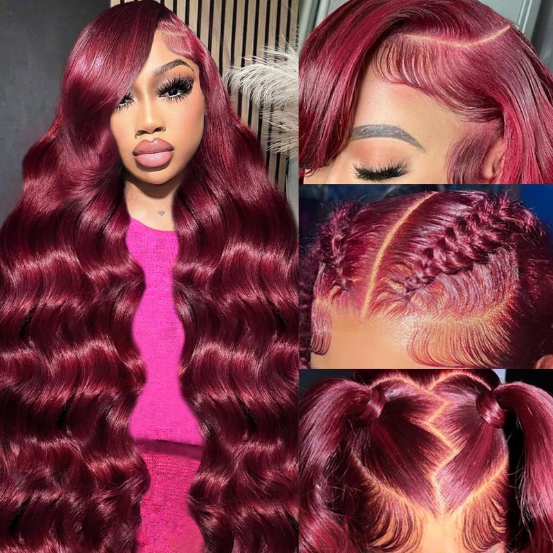 Bling Hair 99J Burgundy Lace Front Wigs Human Hair 13x4 13x6 HD Transparent Body Wave Lace Front Wigs Human Hair Pre Plucked 99j Burgundy Red Wine Glueless Human Hair Wigs for Women