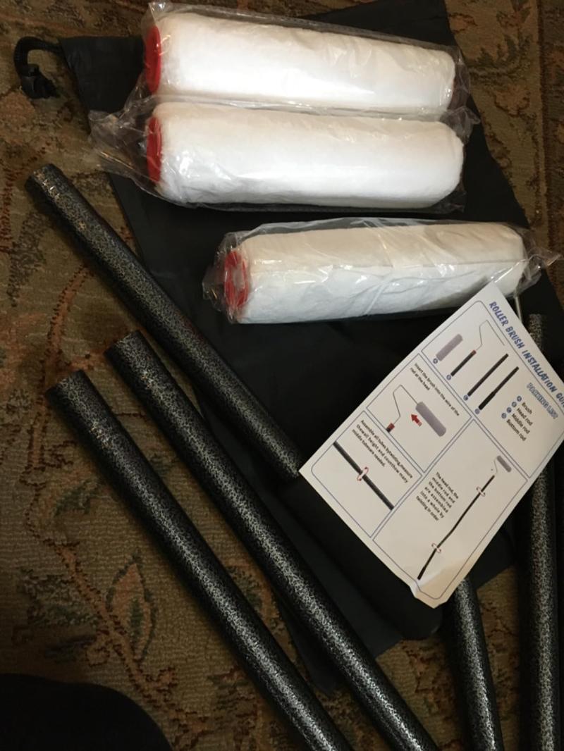 Paint Roller kit,Adjustable Paint Roller Extension Poles with Brush Stainless Steel Poles Splicing Rod House Mural Brush for Walls and Ceiling Tools