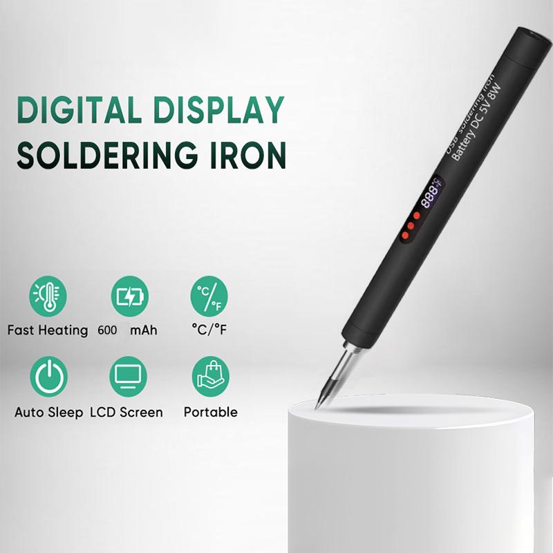 Mini Wireless Soldering Iron Set, USB Rechargeable Portable Cordless Solder Gun, LCD Display Adjustable Temperature, Home Appliance Repair DIY Tool