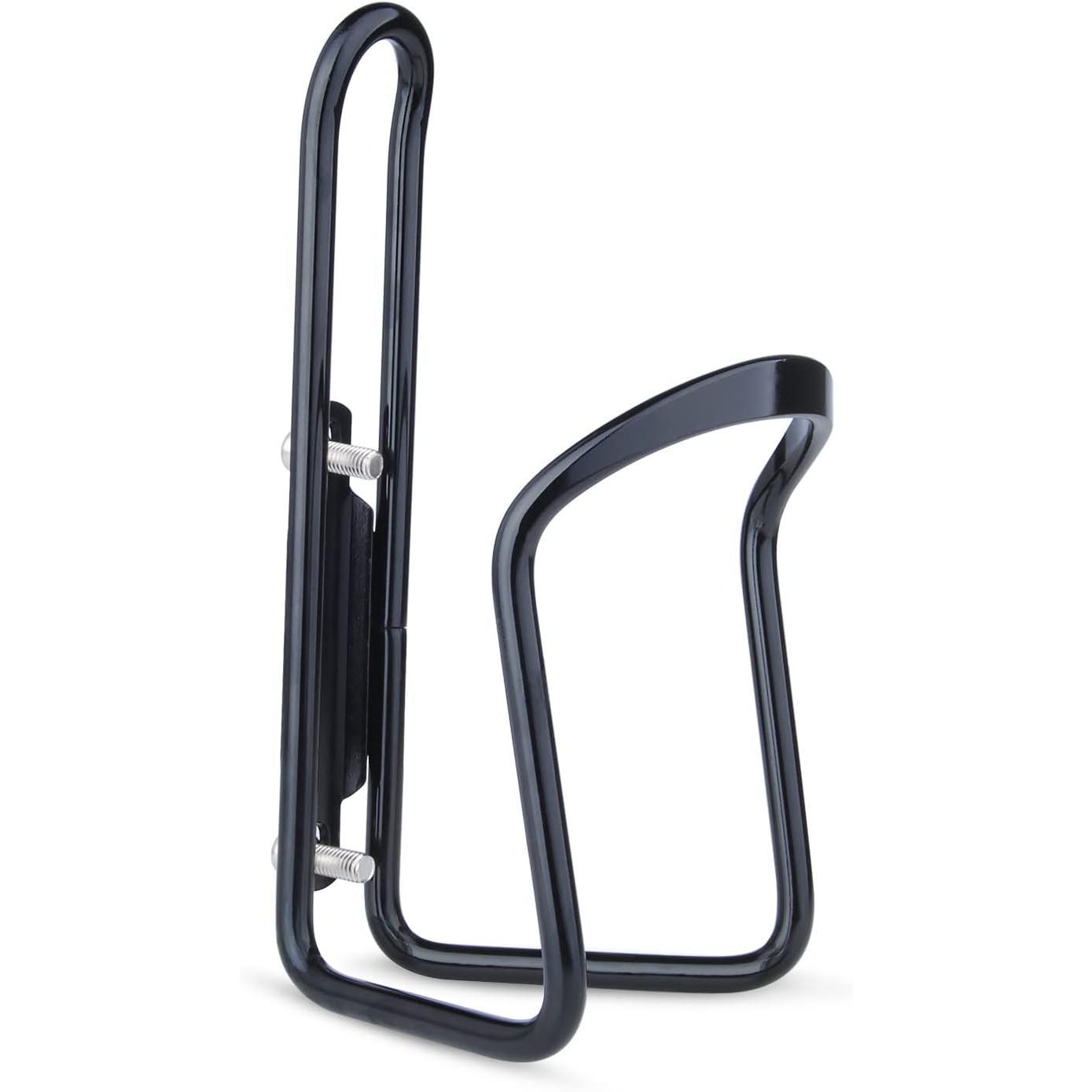 Alloy Metal Biking Water Bottle Cage Holder with 56-71mm Fit, Flexible Arms, Snug Grip for Cycling Rides, Standard Mount
