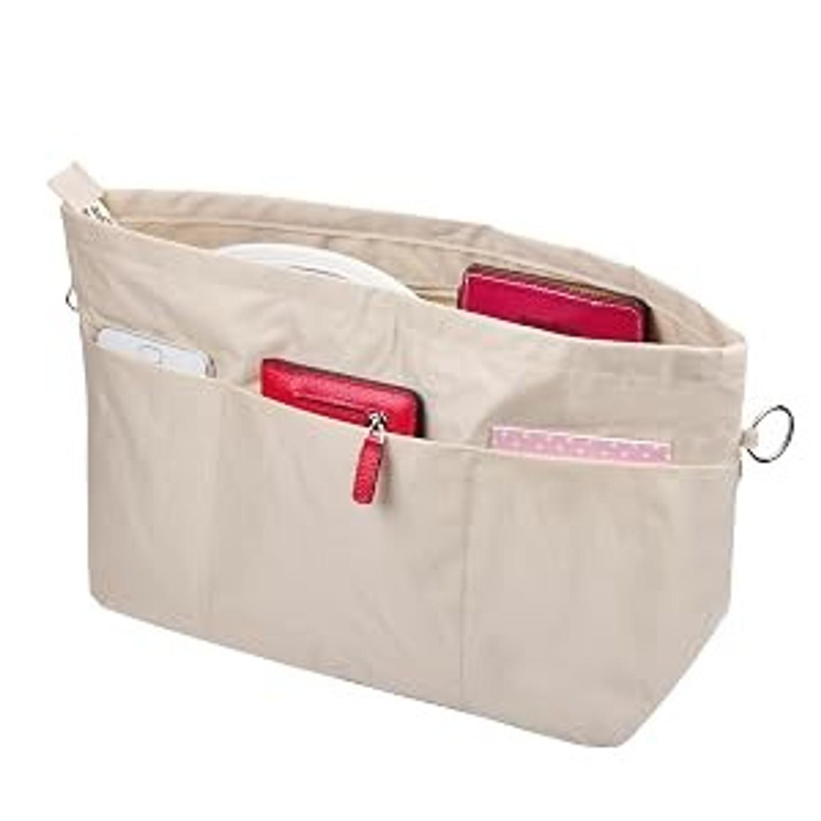 Handbag Purse Tote Organizer Insert with Zipper Closure, 11 Pockets, 3 Sizes, Multiple Colors