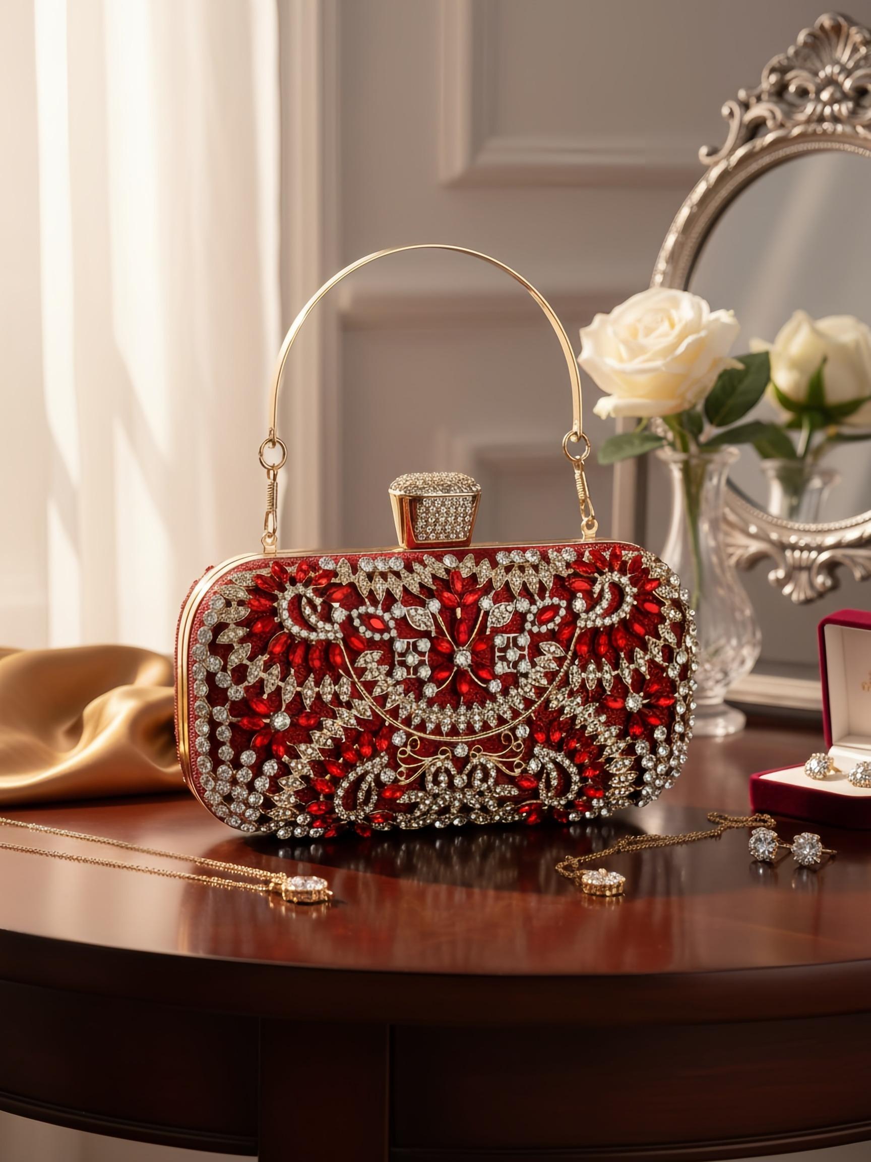 High-End Rhinestone Evening Bag, Fashionable Sparkling Fabric, Embellished Clutch, Versatile Banquet Clutch, Luxurious Handbag for Weddings, Parties, Birthdays