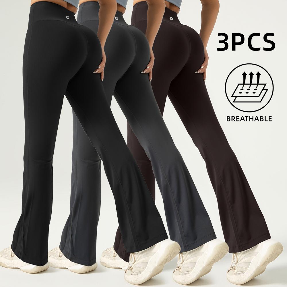 Women's High Waist Solid Compression Flare Leggings,Air-Butter 3.0 Fabric,Tummy Control,Solid Comfy Breathable Wide Waistband Flare Pants for Yoga Gym Workout, High Stretch Yoga Legging,Spring Outfits 2025