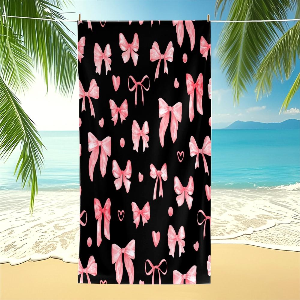 1-Piece Coquette Bow Printed Beach Towel, Cute Y2K Style Sand-Free Quick-Dry Microfiber Towel, Lightweight Absorbent Printed Beach Accessories, Ideal for Travel Vacation, Pool, Beach, Camping & Daily Use