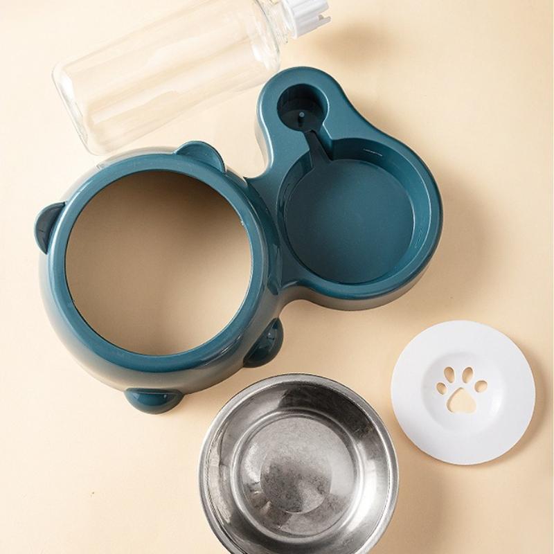 Automatic Pet Feeder and Water Dispenser, Integrated Feeding System for Cats and Dogs,No Battery or Power Needed, Slanted Mouth