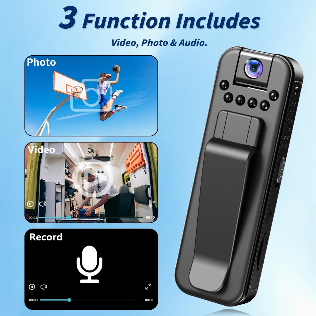Portable Body Micro Camera, Small Digital Video Recorder, IR Night Vision, Outdoor Sports Cam, Skiing, Cycling, Hiking