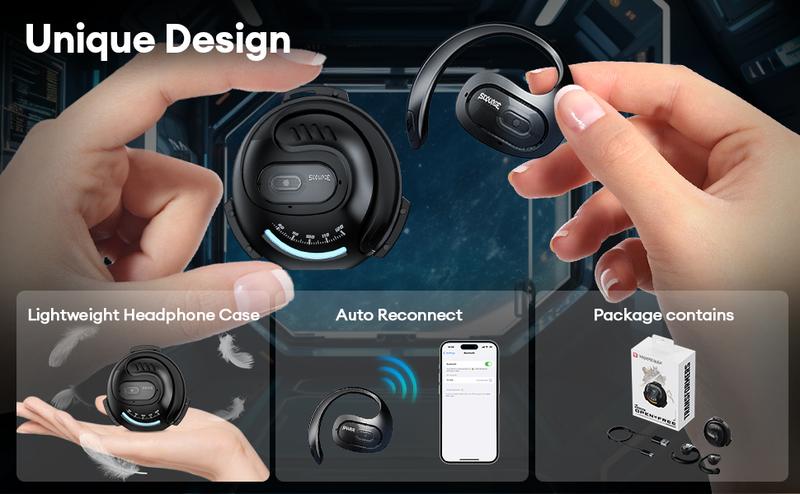 【US Local Shipping】Transformers TF-T07 OWS Wireless Bluetooth 5.4 Headphones, Breathable Open Ear Earbuds with Earhooks,  Sport Earbuds with Mic Compatible for Android/iOS