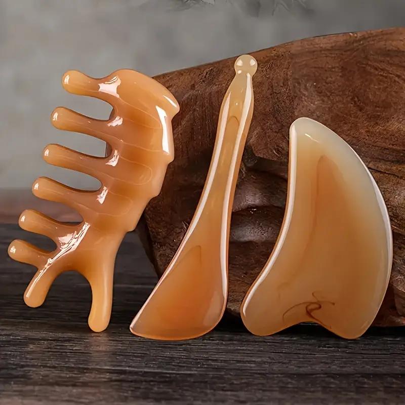 3 in 1 Gua Sha Massage Tool Set, Resin Gua Sha Scraper for Nose & Face, Relaxing Muscles & Facial Massage Tool Set, Home Spa Equipment