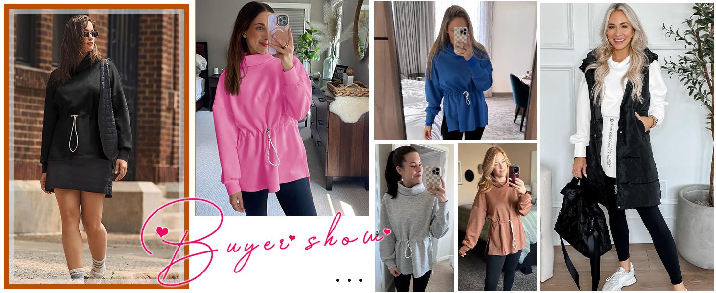 FISOEW Women's Turtleneck Sweatshirts Long Sleeve Pullover Tops Side Slit Tunic Shirts with Drawstring Waist Hoodie White Casual Womenswear #TikTokShopHolidayHaul FISOEW Women's Turtleneck Sweatshirts Long Sleeve Pullover Tops Side Slit Tunic Shirts with Drawstring Waist Hoodie White Casual Womenswear #TikTokShopHolidayHaul