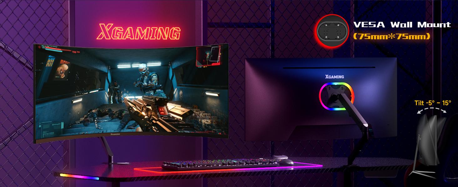 34-Inch Ultrawide Curved Gaming Monitor, 3440x1440 WQHD, Up to 165Hz, 1ms, 1500R Curvature, 100% sRGB, FreeSync Premium, HDMI 2.0 & DisplayPort 1.4, Wall Mountable - Black 34-Inch Ultrawide Curved Gaming Monitor, 3440x1440 WQHD, Up to 165Hz, 1ms, 1500R Curvature, 100% sRGB, FreeSync Premium, HDMI 2.0 & DisplayPort 1.4, Wall Mountable - Black