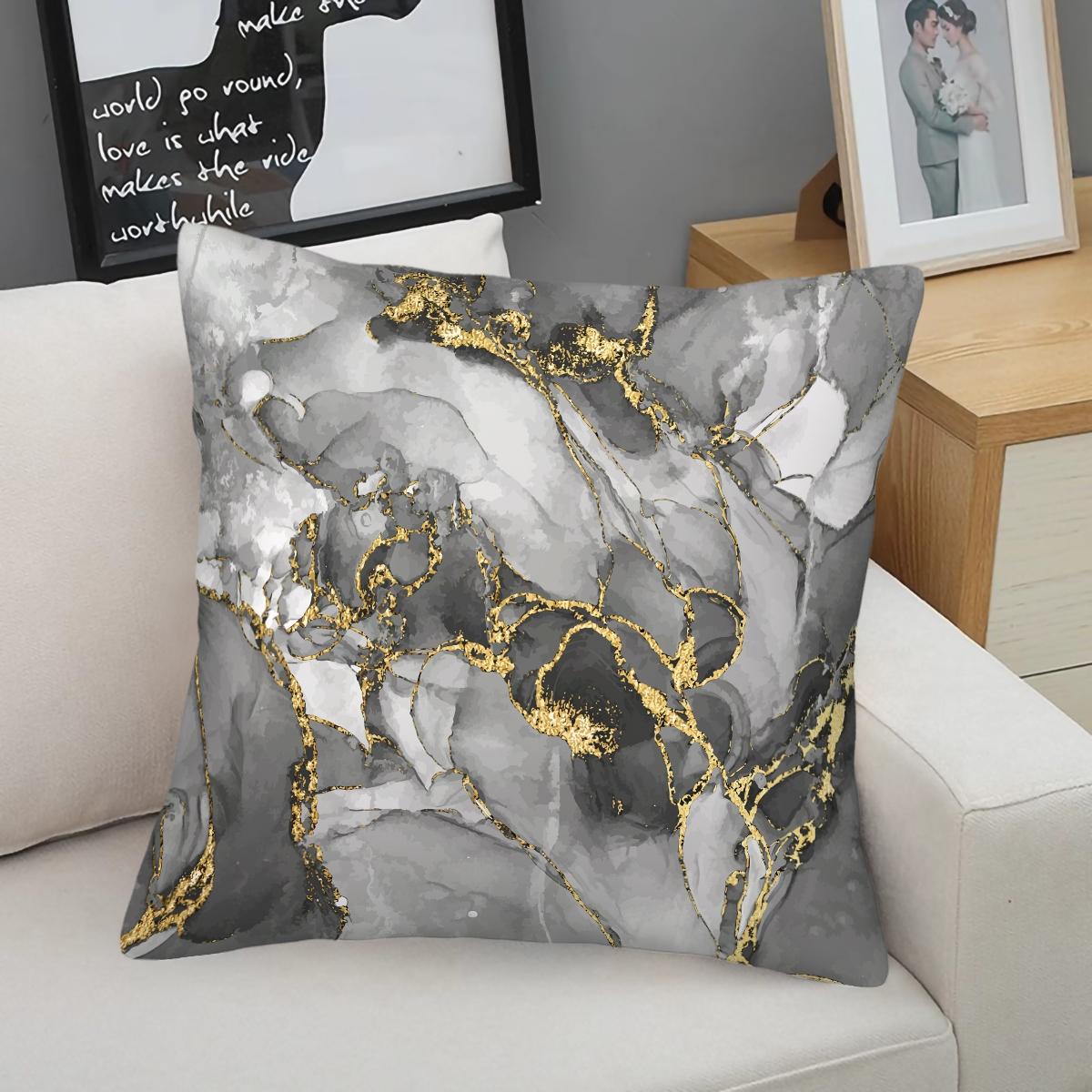 Marble Print Throw Pillow, Modern Luxury Decorative Pillow, Soft Square Cushion with Zipper Closure, Ideal for Sofa, Living Room and Bedroom Decor, Perfect Gift for Fluid Art Enthusiasts