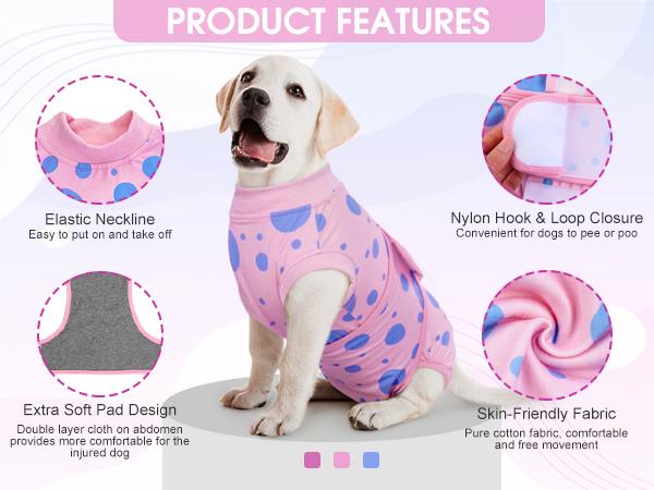 Kuoser Dog Surgery Recovrey Suit, Dog Spay Recovery Suit Female, Neuter Suit for Male Dogs, Professional Dog Surgical Recovery Suit Dog Onesie for Surgery Prevent Licking Surgical Shirts, Fuddle wuddle patch puppy