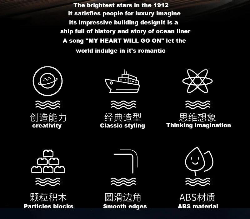 Small Particle Building Block Assembly Toy Titanic Giant Boy Girl Puzzle Cruise Ship Brick Model Kit Desltop Birthday Gift Child