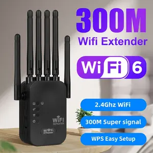 Wi-Fi 6 Signal Booster, 1400mbps Mesh Network Extender, Dual Band 2.4GHz/5GHz, 6 Antennas, Easy Installation, Full Home Coverage