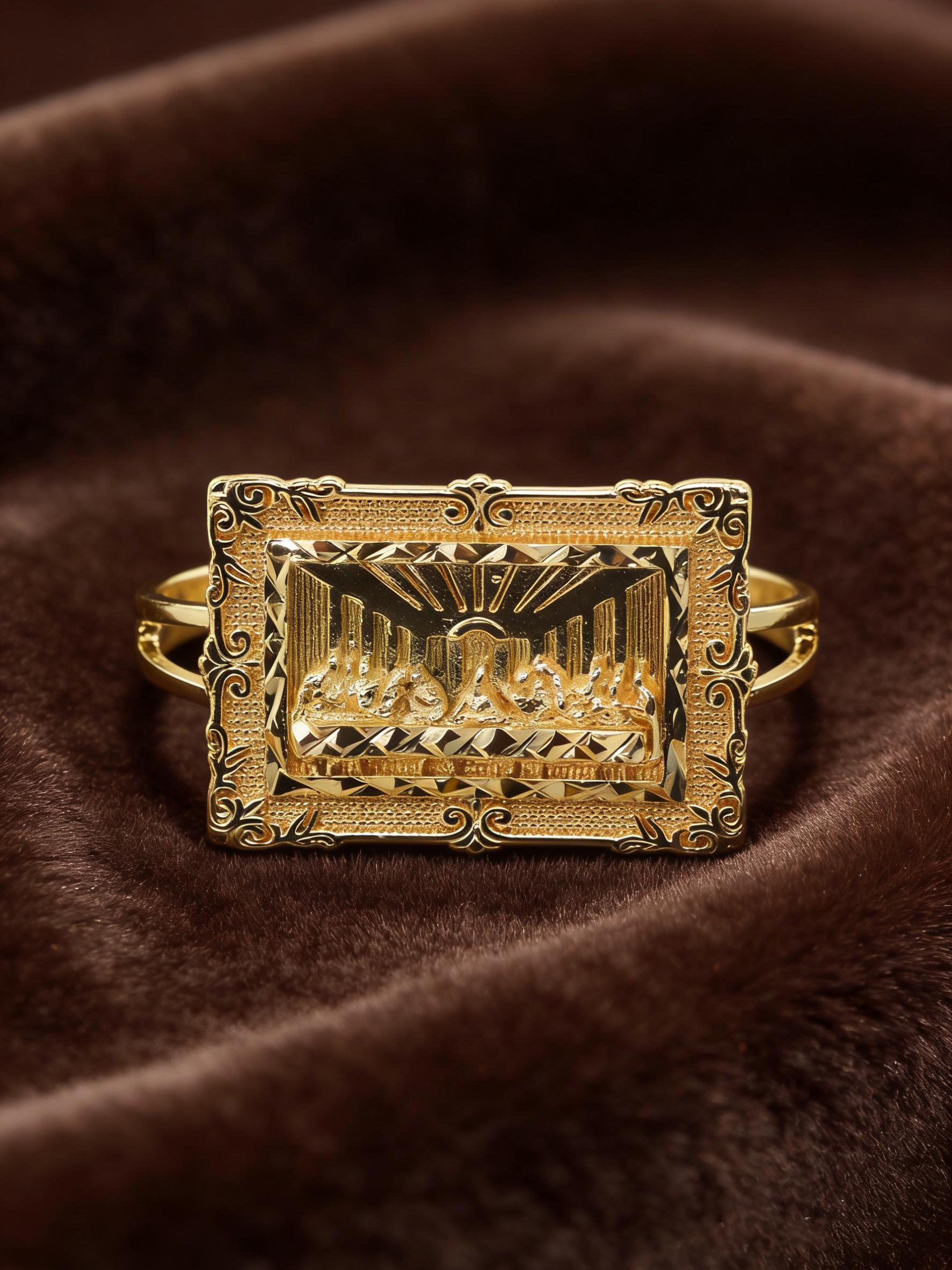 Punk Hip Hop Copper Gold Plated Last Supper Men's Two-Finger Ring, Religious Jewelry, Juda Thirteen Apostles Design, Unique Fashion Accessory