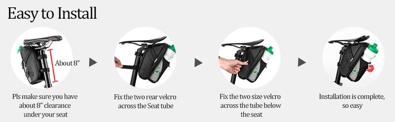 ROCKBROS Waterproof Bike Saddle Bag with Water Bottle Pouch, Under Seat Storage for Mountain and Road Bikes