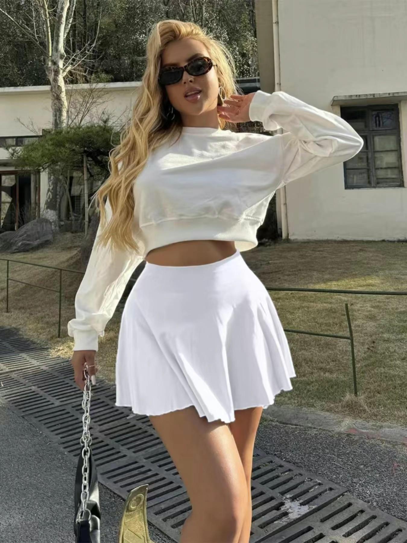 High Waist Sporty A-Line Skirt, Seamless Design, High Elasticity Quick-Dry Fabric, Pocket & Anti-Slip Belt, Perfect Fit