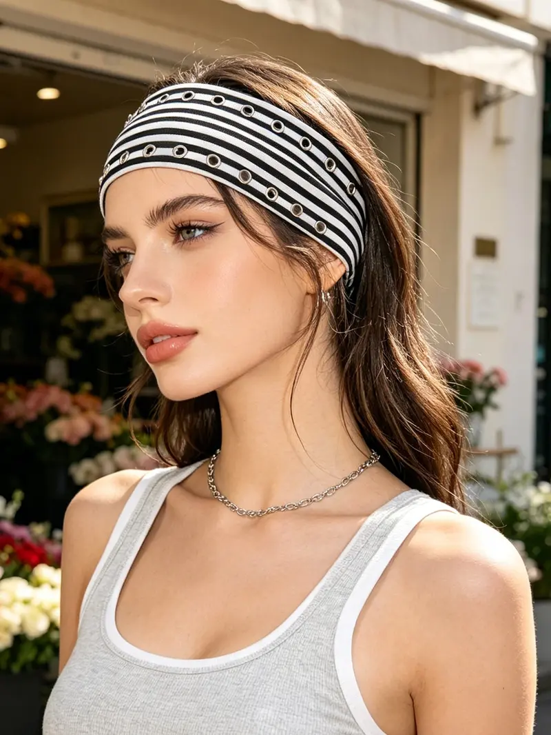 5pcs Punk Style Rivet Star Headbands for Women, Fashion Headbands, Striped Elastic Hair Bands, Millennial Chic Polka Dot Button Sports Face Washing Headbands 5pcs Punk Style Rivet Star Headbands for Women, Fashion Headbands, Striped Elastic Hair Bands, Millennial Chic Polka Dot Button Sports Face Washing Headbands