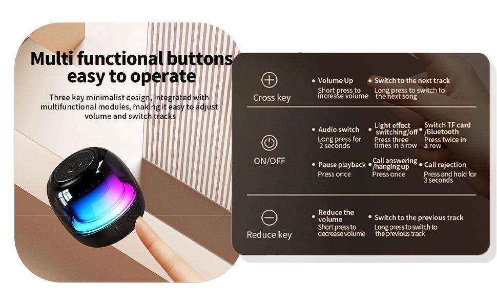 Bluetooth Speaker 360 Holographic Sound Bluetooth Speaker Portable Wireless RGB Colorful Lights TF Card Supported 12H Usage Time for Outdoor Camping Hiking Traveling