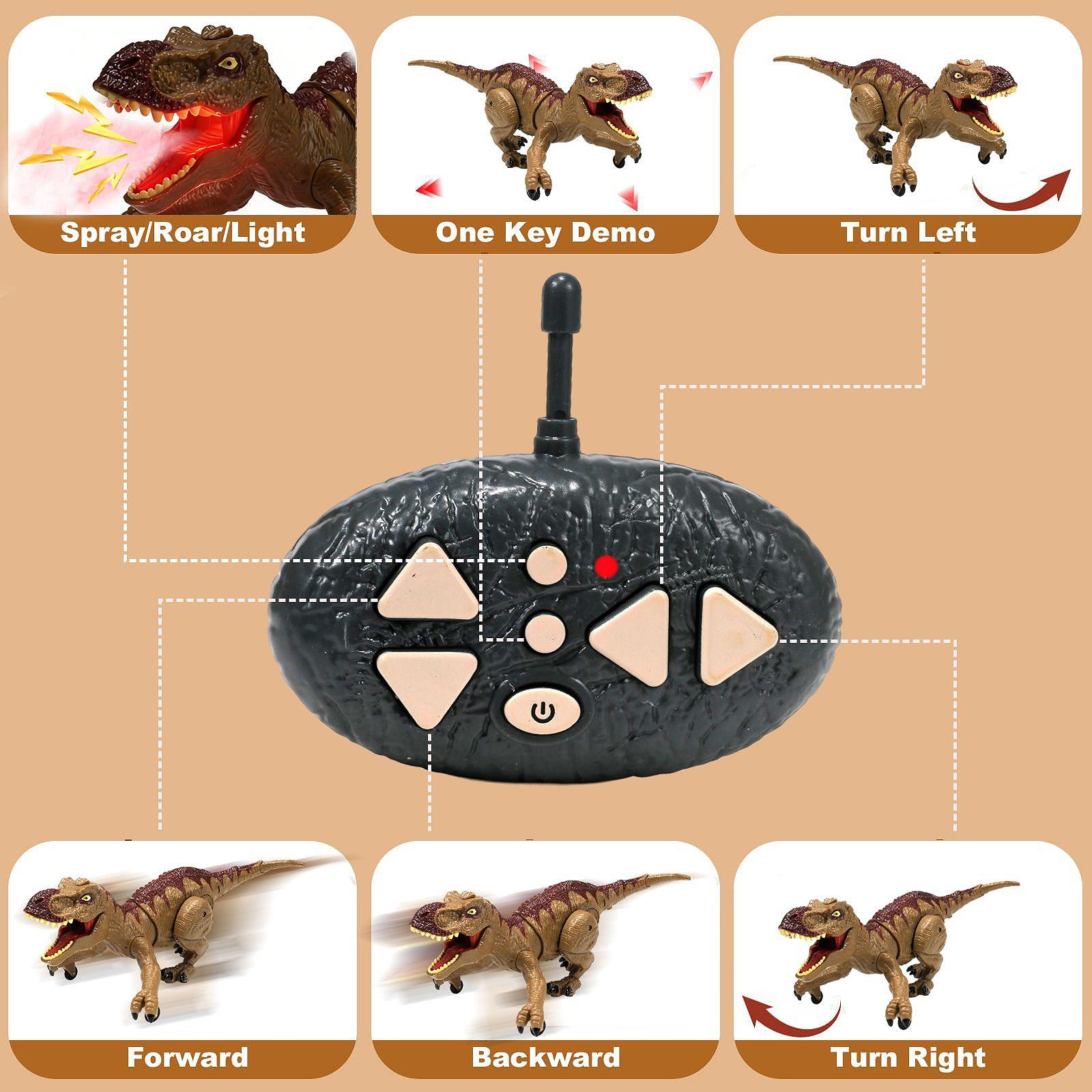 2.4g Remote Control Spray Crawling Tyrannosaurus Rex Toy, Roaring Sound, Light, Forward Backward, Left Right Swing, Christmas Gift, Boy Birthday Present, Summer Games