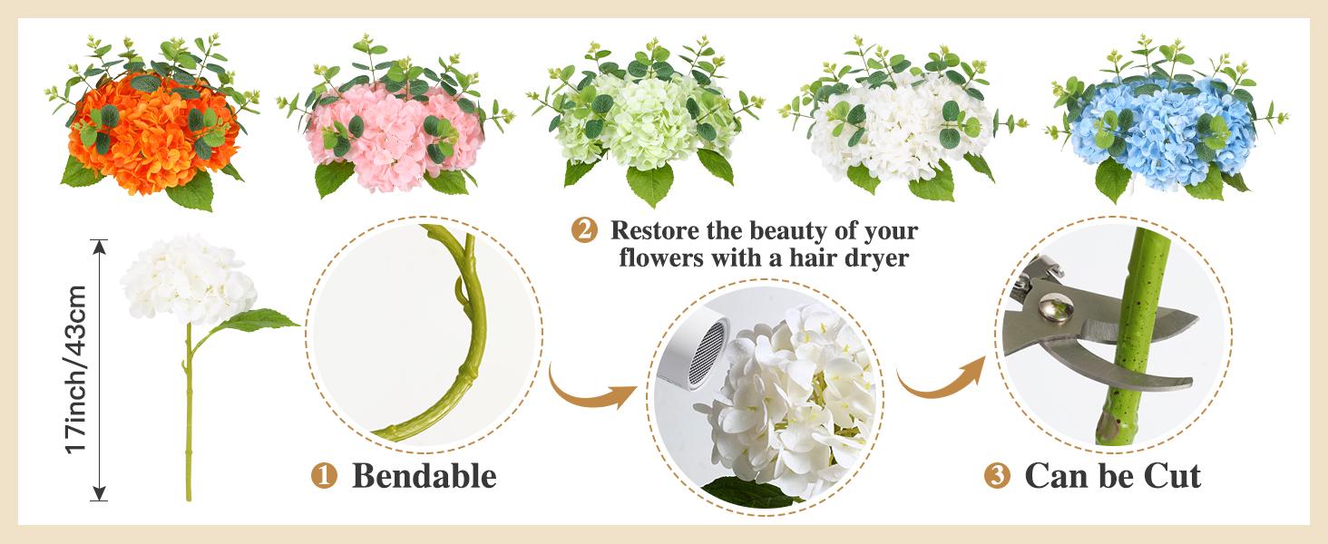 4pcs Fake Hydrangea with Vase -3D Real Faux Hydrangea Flowers and 3pcs Eucalyptus Stems for Wedding Centerpiece Home Table Decoration(White) 4pcs Fake Hydrangea with Vase -3D Real Faux Hydrangea Flowers and 3pcs Eucalyptus Stems for Wedding Centerpiece Home Table Decoration(White)