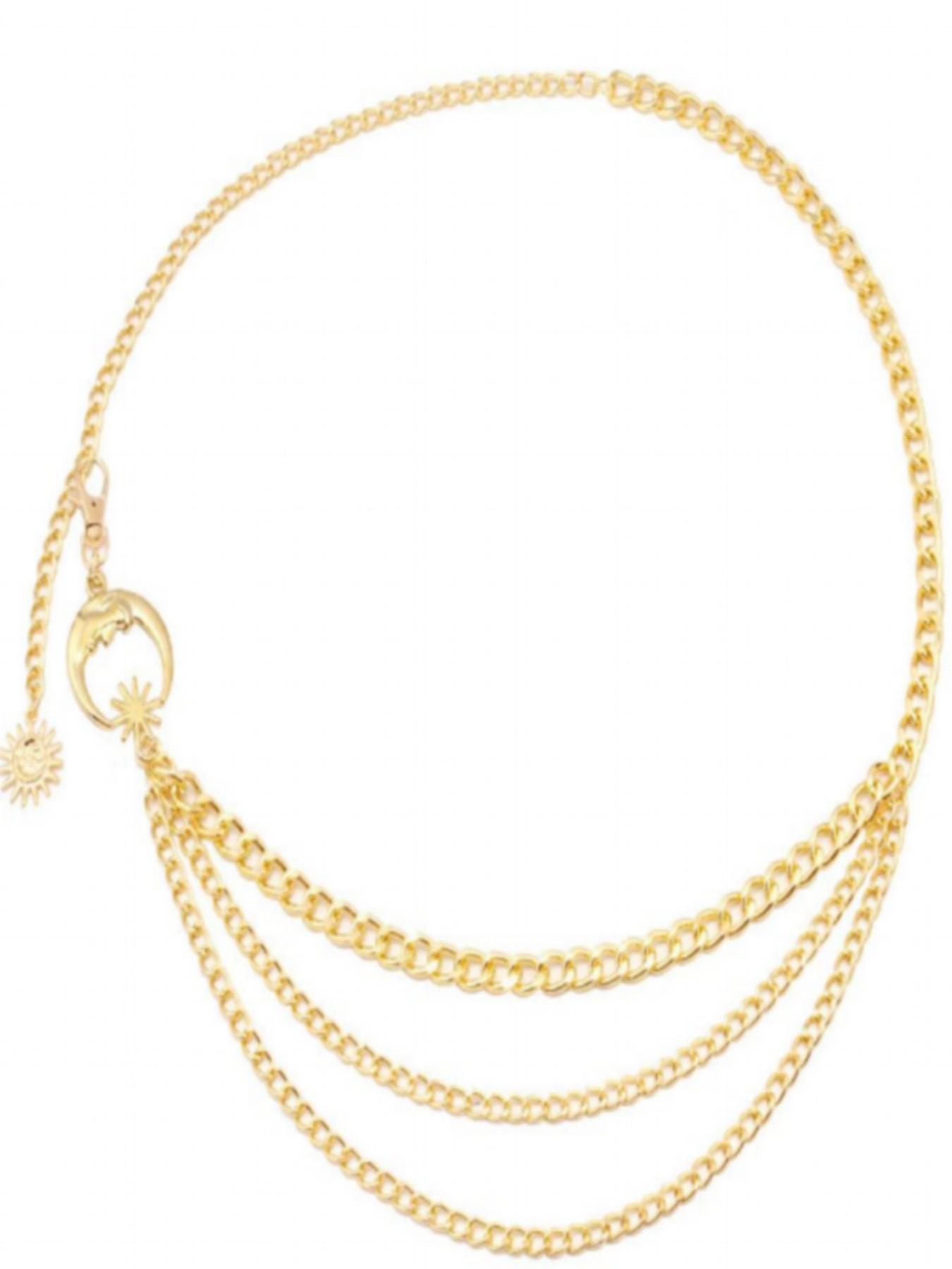 Hiphop Punk Crescent Body Chain, Multi-Layer Metal Moon Necklace, Trendy Accessory for Street Style, Unisex Fashion Jewelry