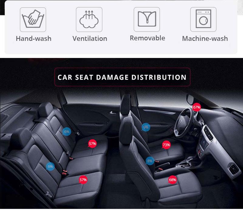 Car Seat Covers for 5 Seats Universal, Fabric Breathable Car Front & Rear Seat Protectors, with Tire Track Details, Airbag Compatible, Full Protection, Fits Most Cars Trucks Vans SUVs, Red Vehicle Seat Covers, Truck Accessories, Car Interior Accessories