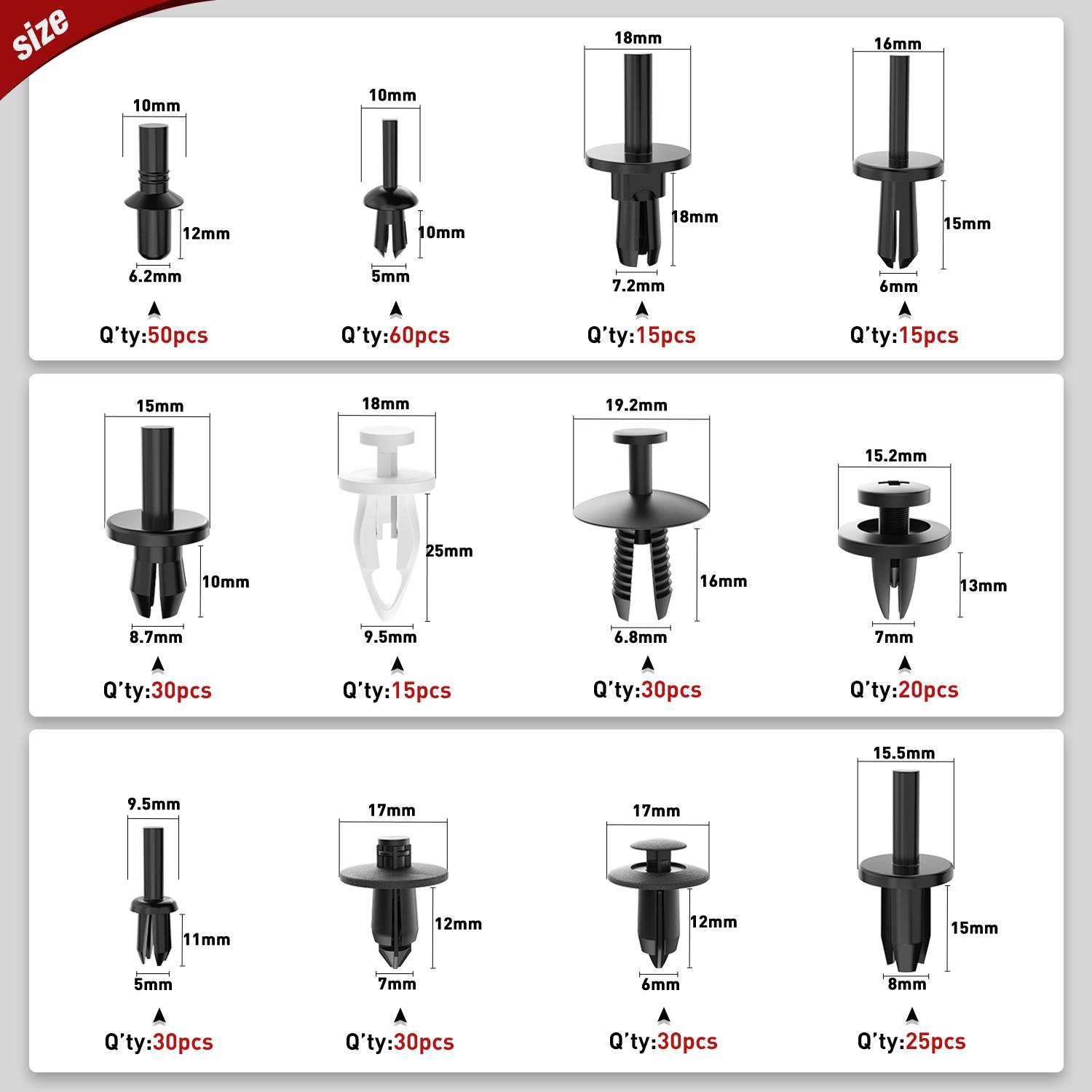 Nilight 380pcs Car Retainer Clips & Fastener Remover with 12 Most Popular Sizes Auto Push Pin Rivets Set Door Trim Panel Clips Black Replacement Automotive Accessories Body Screw  dealsforyoudays