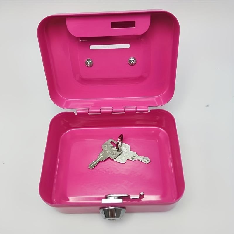 Metal Key Lock Safe Storage Box, Home Office Coin Cash Box, Receipt Deposit Organizer, Secure Money Chest