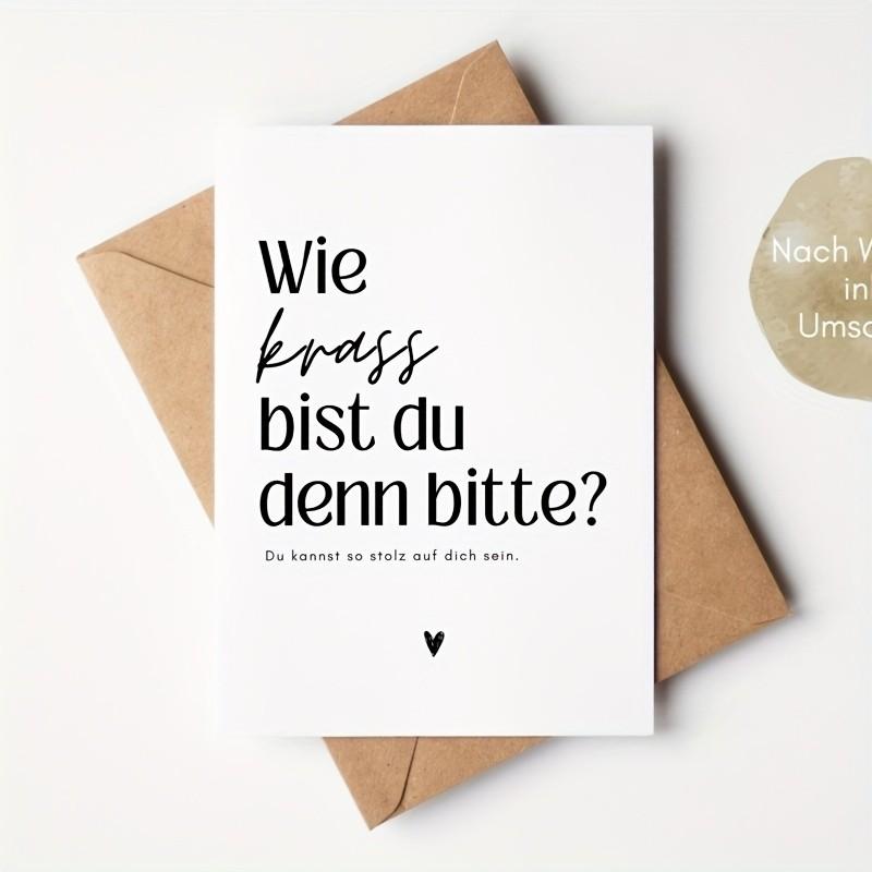 5 German Congratulations Cards, Minimalist Design, Inspirational Achievement Cards, Modern Font, Encouragement Gifts for Friends and Family