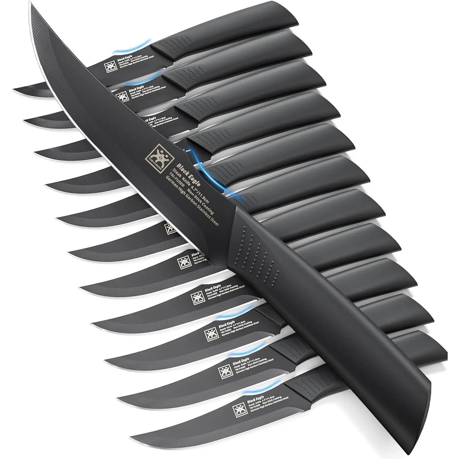 Steak Knives Set of 12, 4.7 Inch Dishwasher Safe Non-Serrated Table Knives, Ultra Sharp for Precise Cutting, Non-Stick Blade & Rust Proof, Easy to Maintain Ideal for Home Restaurant Party