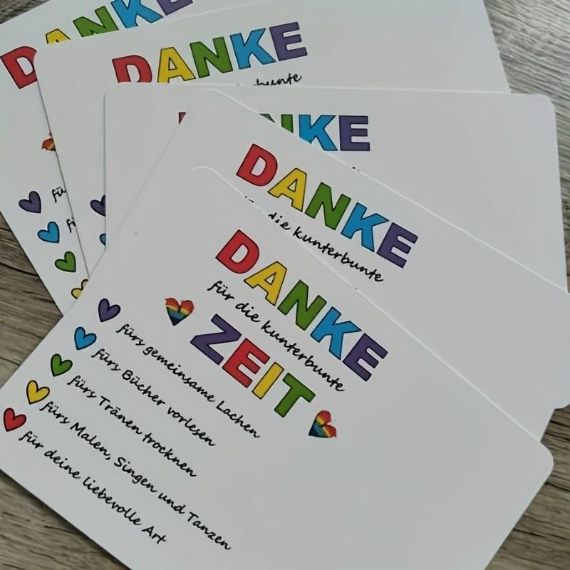 10 German Kindergarten Graduation Thank You Cards, Rainbow Heart Design, Teacher Appreciation Gift, Party Decoration, Memorial Card