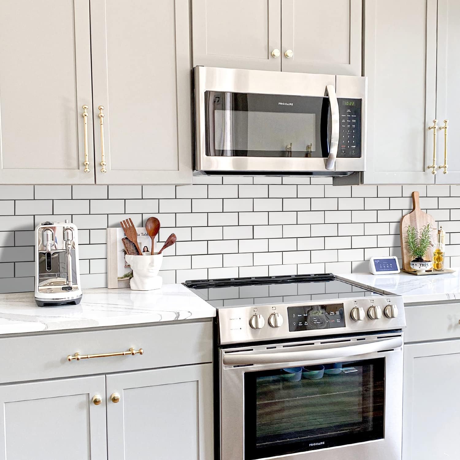 STICKGOO 10-Sheet Subway Tile Peel and Stick Backsplash, Seamless Design Polished Dolomite Kitchen Backsplash Wall Tiles, PVC Stick on Backsplash for Kitchen, Bathroom, RV, Fireplace STICKGOO 10-Sheet Subway Tile Peel and Stick Backsplash, Seamless Design Polished Dolomite Kitchen Backsplash Wall Tiles, PVC Stick on Backsplash for Kitchen, Bathroom, RV, Fireplace