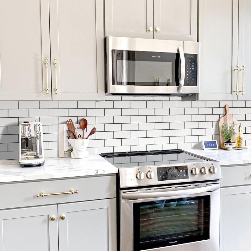 STICKGOO 10-Sheet Subway Tile Peel and Stick Backsplash, Seamless Design Polished Dolomite Kitchen Backsplash Wall Tiles, PVC Stick on Backsplash for Kitchen, Bathroom, RV, Fireplace