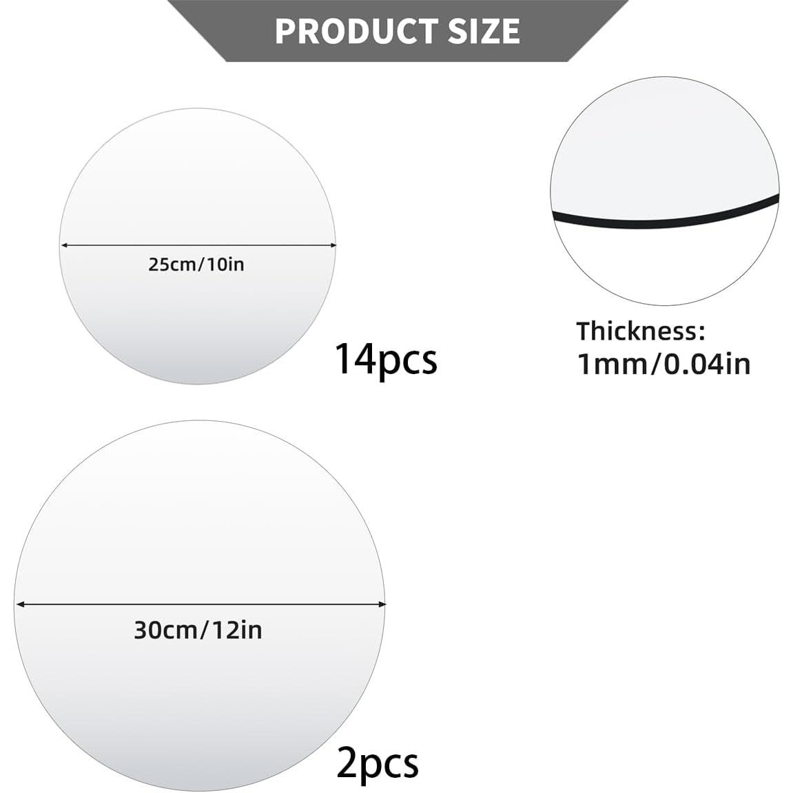 16 count 10" Round Mirrors for Centerpieces  Circle Mirror Tiles Candle Plate Wall Mirror 12inch  Mirrors for Craft Wedding Birthday Christmas Table Centerpieces Decorations