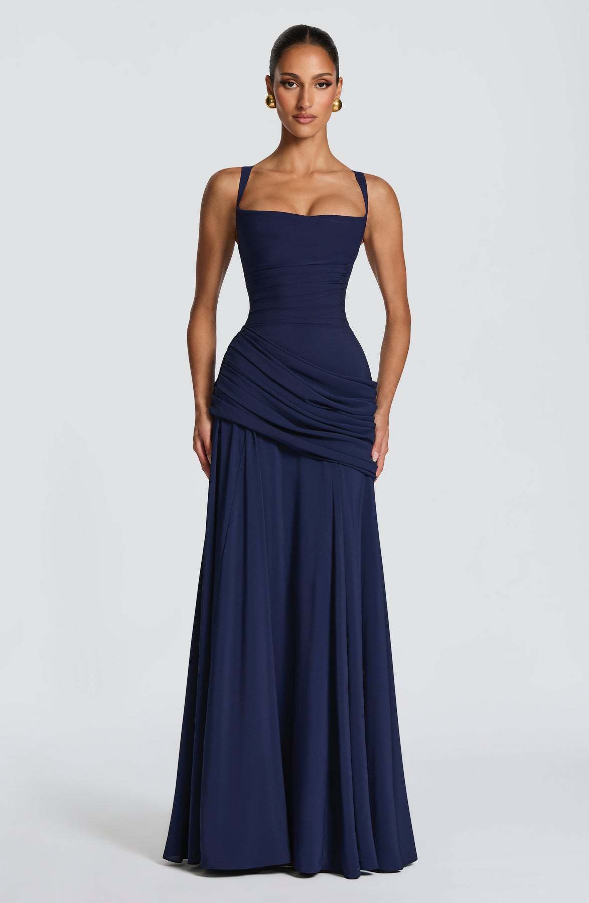 Women's 2026 Spring Summer Sleeveless Solid Color Cinched Waist Flared Formal Dress, European American Elegant Cocktail Party Evening Dress