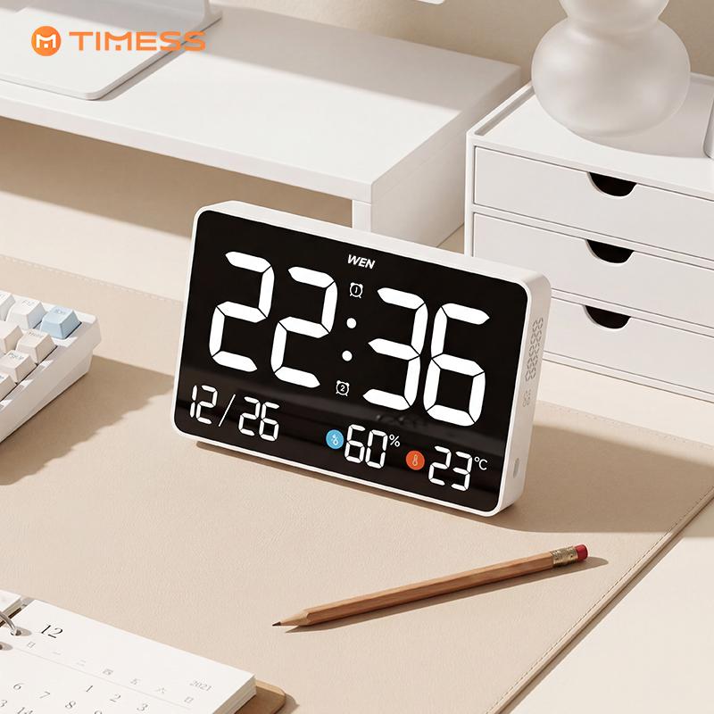 TIMESS New Multifunctional LED Alarm Clock, 11-Inch Large Digital Screen with Big Numbers, Temperature & Humidity Display, Date Reminder, Timer Function, 3-Level Backlight, USB Powered, For Bedroom, Living Room, Office, Mother's Day Gift summervibes