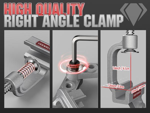 YESWELDER 10-180° Adjustable Right Angle Corner Clamp with Swing Jaw | Aluminum Alloy Tube Positioner for Welding, Woodworking, Cabinetry & DIY