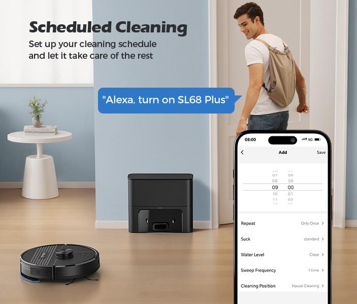 Lubluelu SL68 Plus Smart Robot Vacuum and Mop with Auto-Empty Dock, 5500Pa Strong Suction, 60-Day Large Dustbin, LiDAR Navigation, Alexa & App Control – for Pet Hair, Floors & Carpets