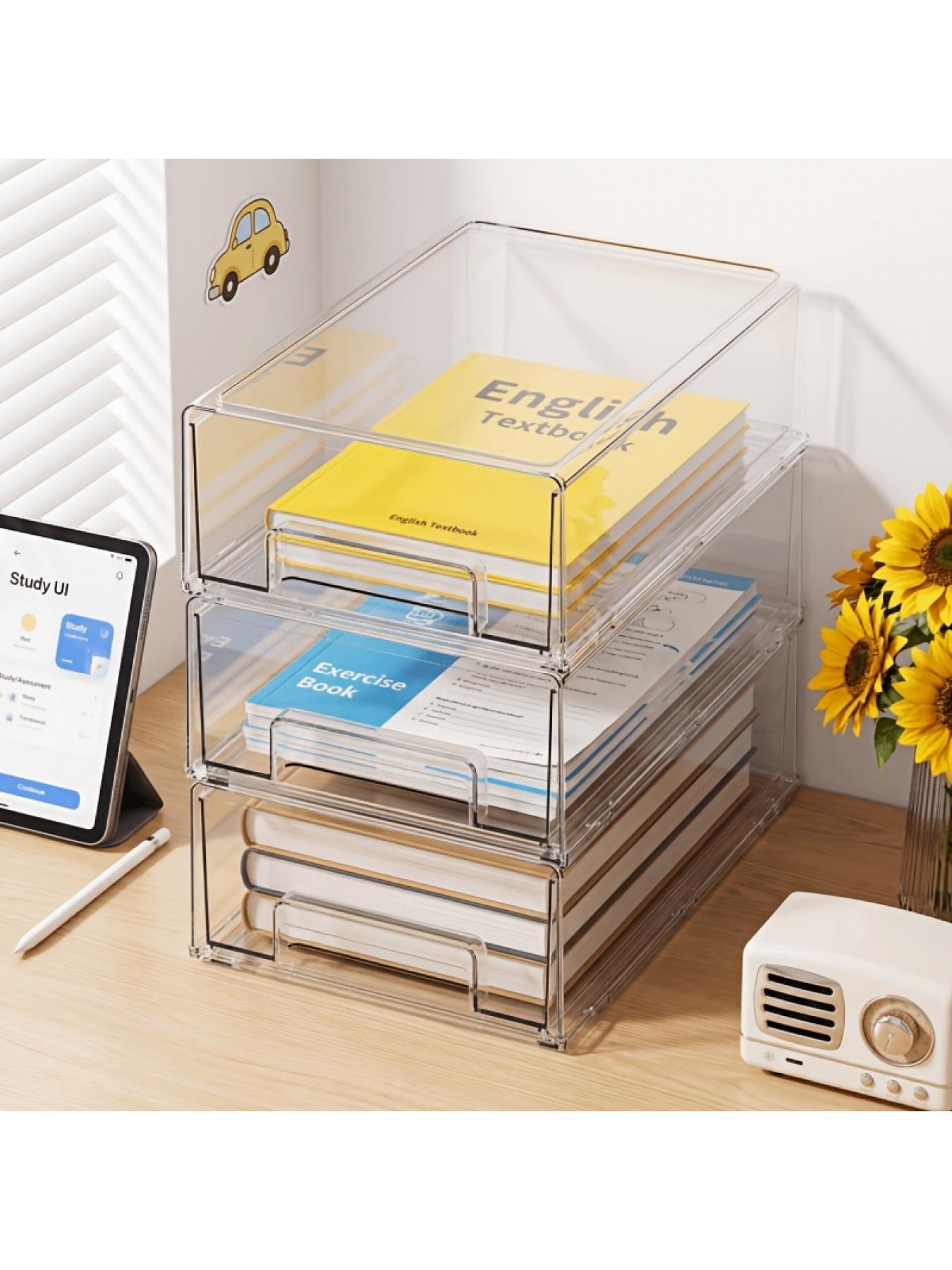 Clear Pull Out Drawer Desktop Organizer Large Storage for Jewelry Findings Bead Making Craft Supplies Stationery