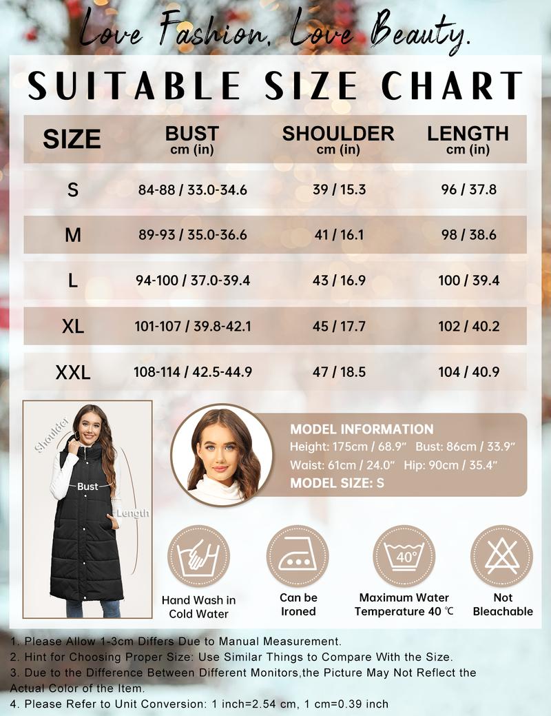 UMIPUBO Sales Womens Puffer Vest Winter Hooded Sleeveless Zip Up Long Puffy Jacket Warm Thick Quilted Coats with Pockets