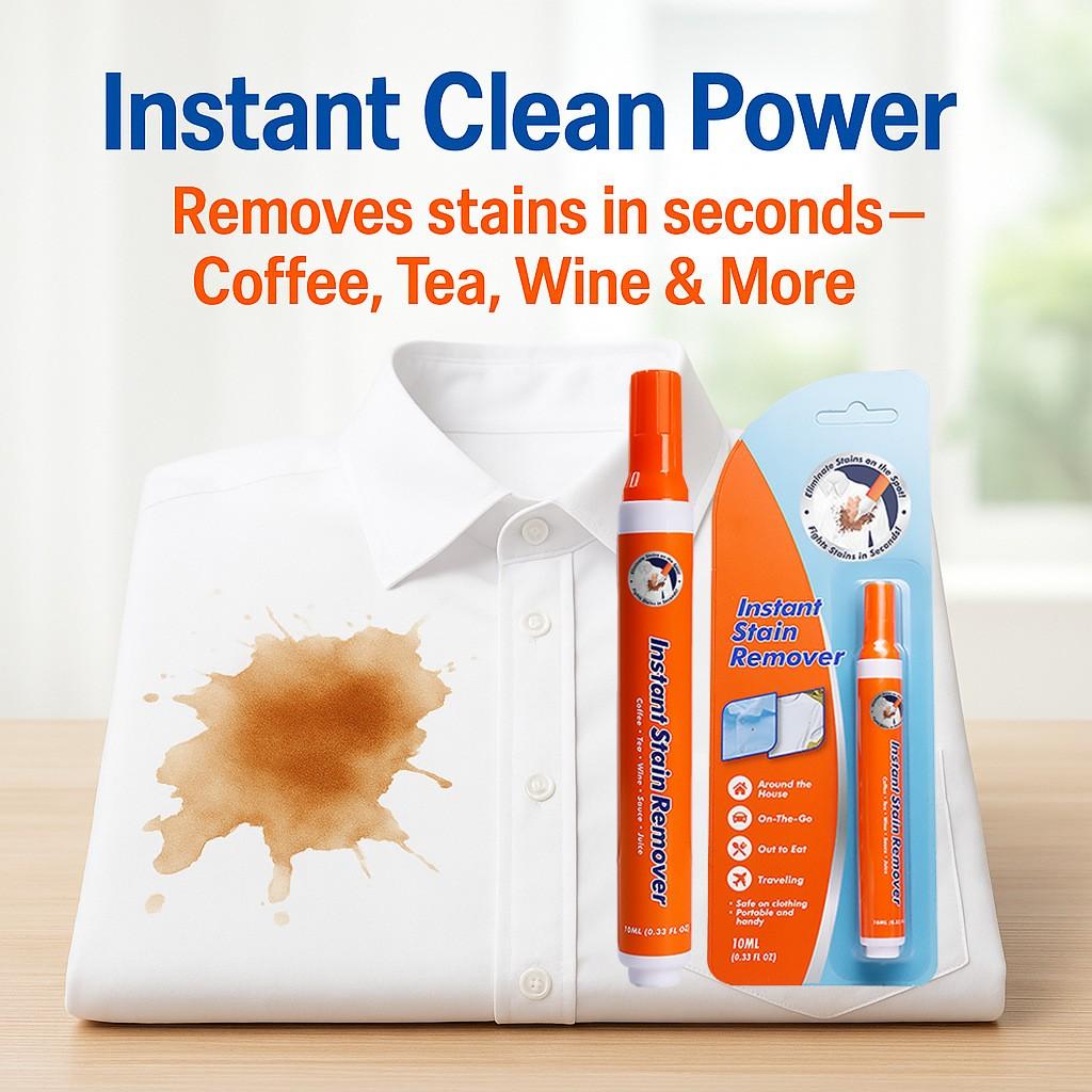 Portable Stain Remover Pen, Quick Clean, No Rinse Needed, Ideal for Travel, Efficient Oil Stain Removal, 1 Pack